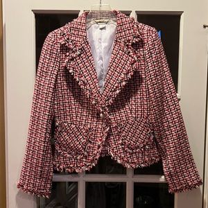 Blazer with front pockets tweed look sz med